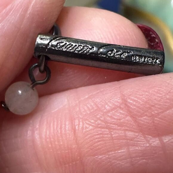 Kenneth Cole Green, Purple, & Gray Crystal Necklace w/ Gunmetal Gray Chain - Picture 3 of 4